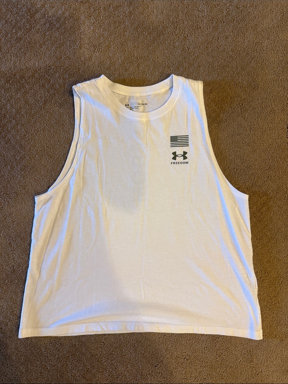 Under Armour White Women’s Sleeveless Tank with Flag Graphic